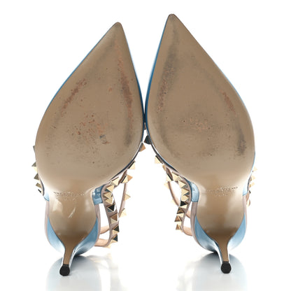 Valentino Garavani Patent Nappa Rockstud Ankle Strap 100mm Pumps 35.5 Light Blue Poudre 5 of 7