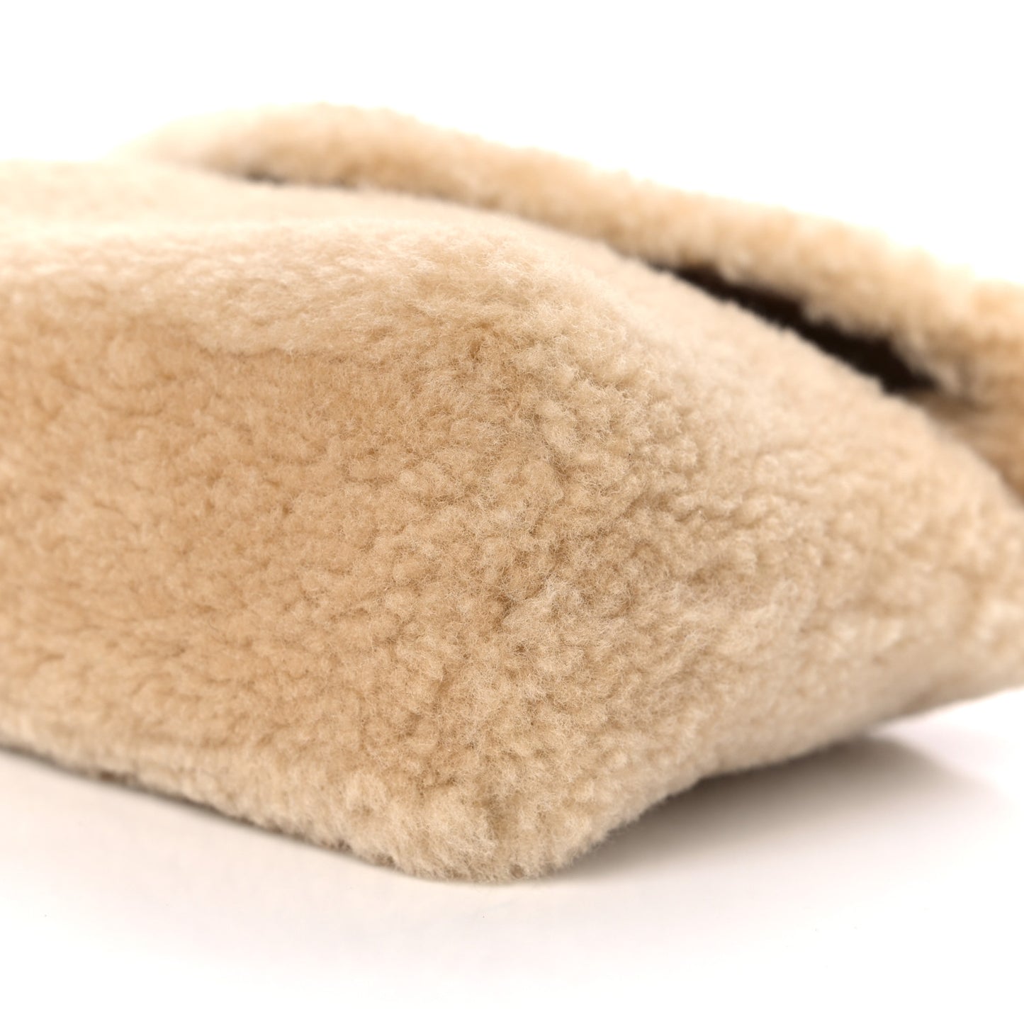 Shearling Quilted Monogram Loulou Puffer Pouch Clutch Natural Beige Brick