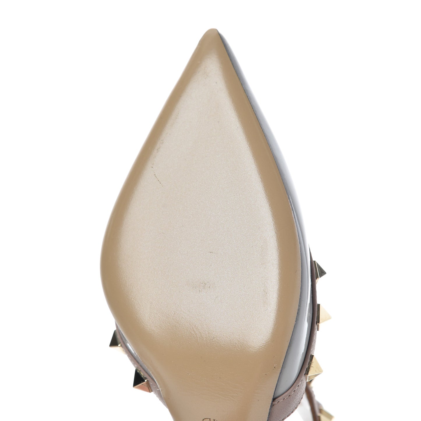 Patent Nappa Rockstud Ankle Strap 65mm Pumps 35.5 Pastel Grey Poudre