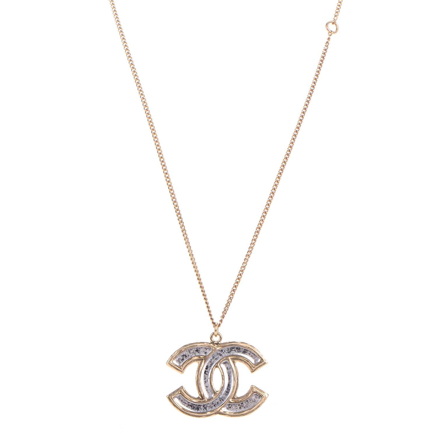 Chanel Gripoix CC Pendant Necklace Gold 1 of 5