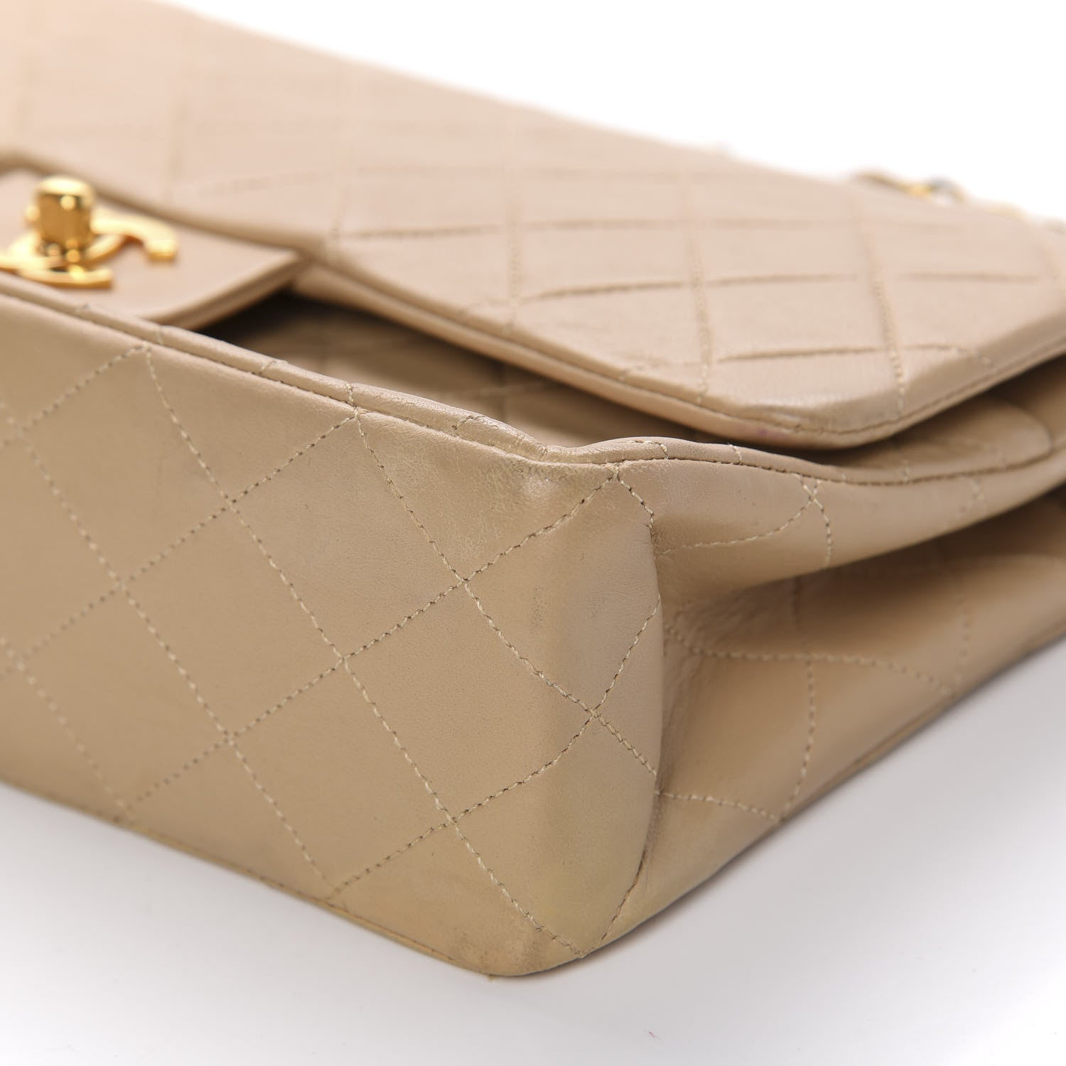 Chanel Lambskin Quilted Medium Double Flap Beige 7 of 11