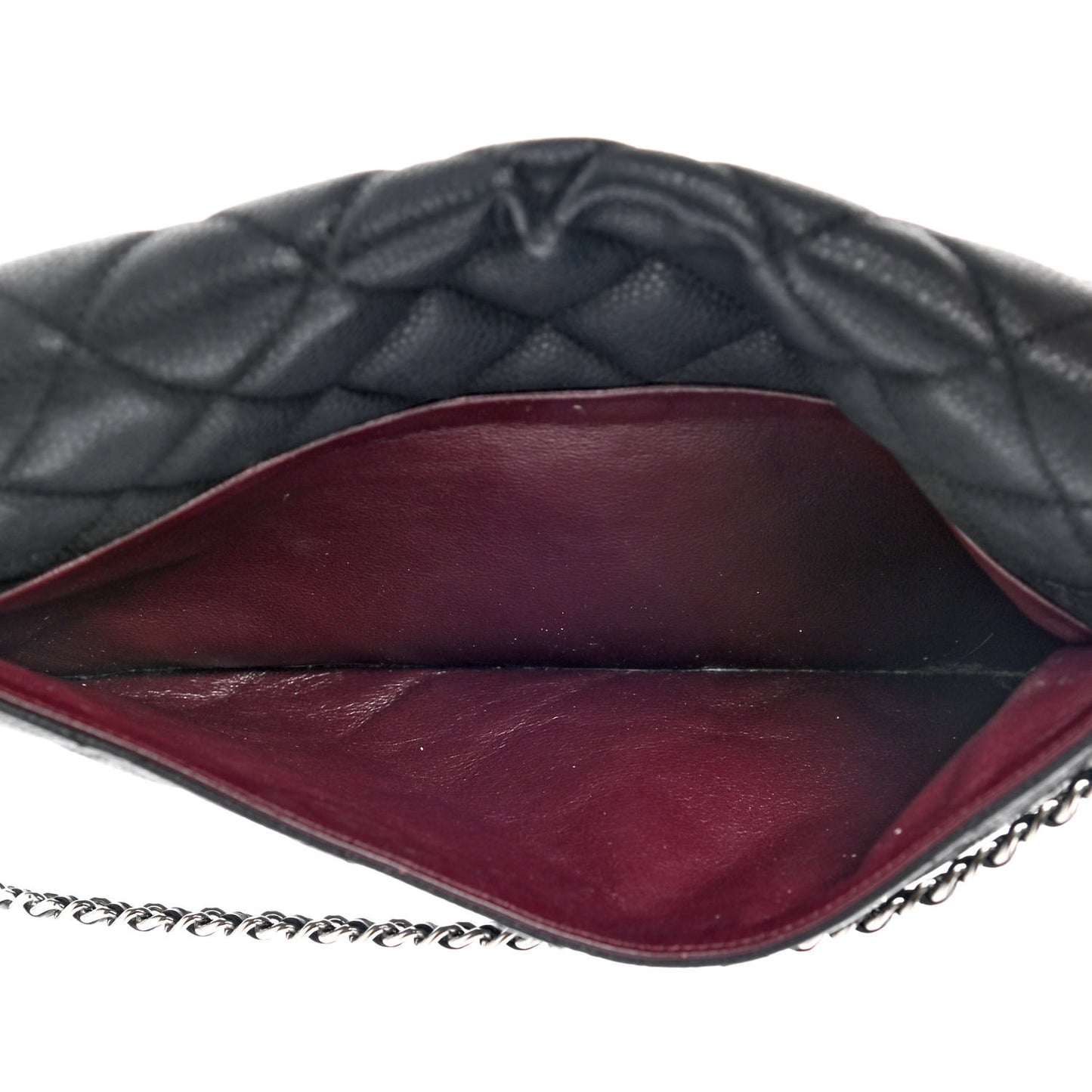 Caviar Quilted Clutch With Chain Flap Black