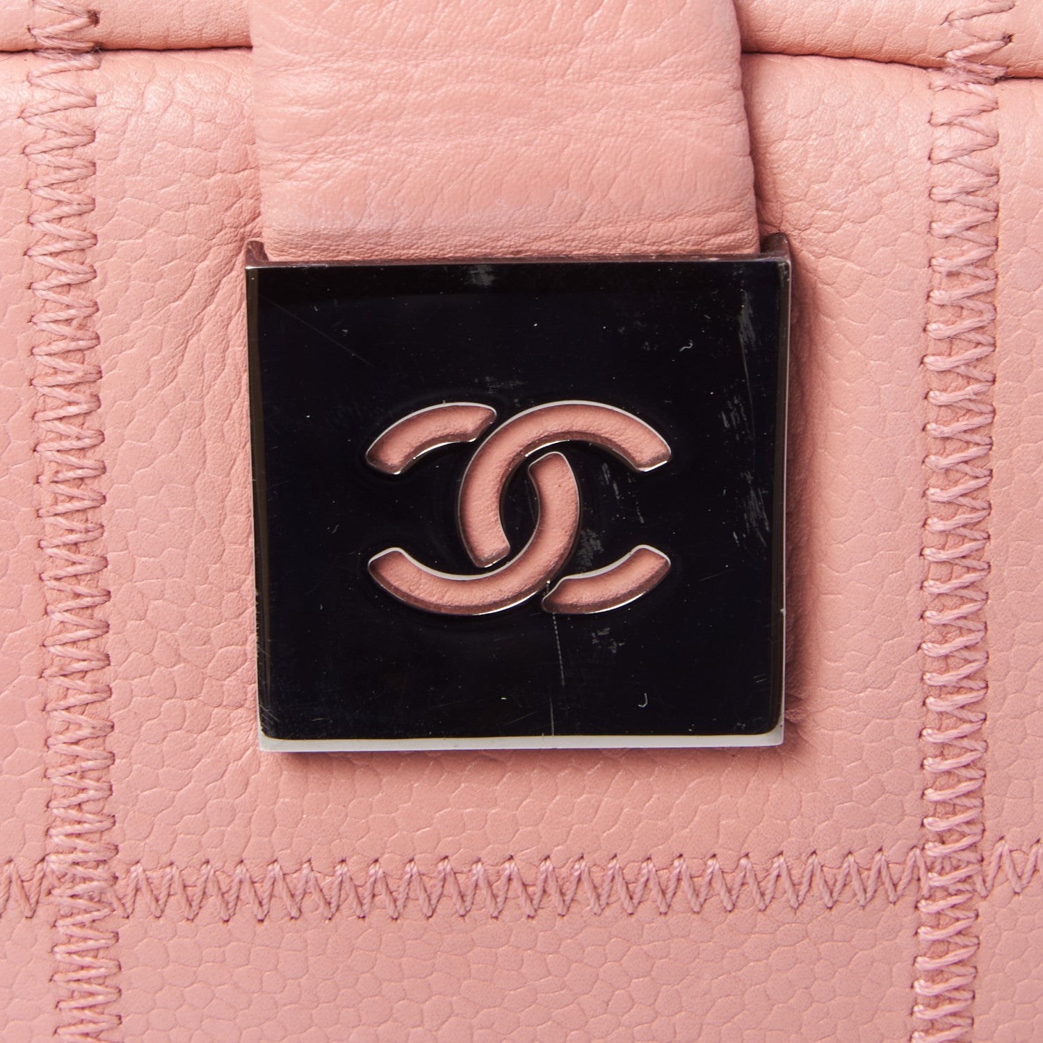 Chanel Caviar Square Stitched Bowler Pink 6 of 9