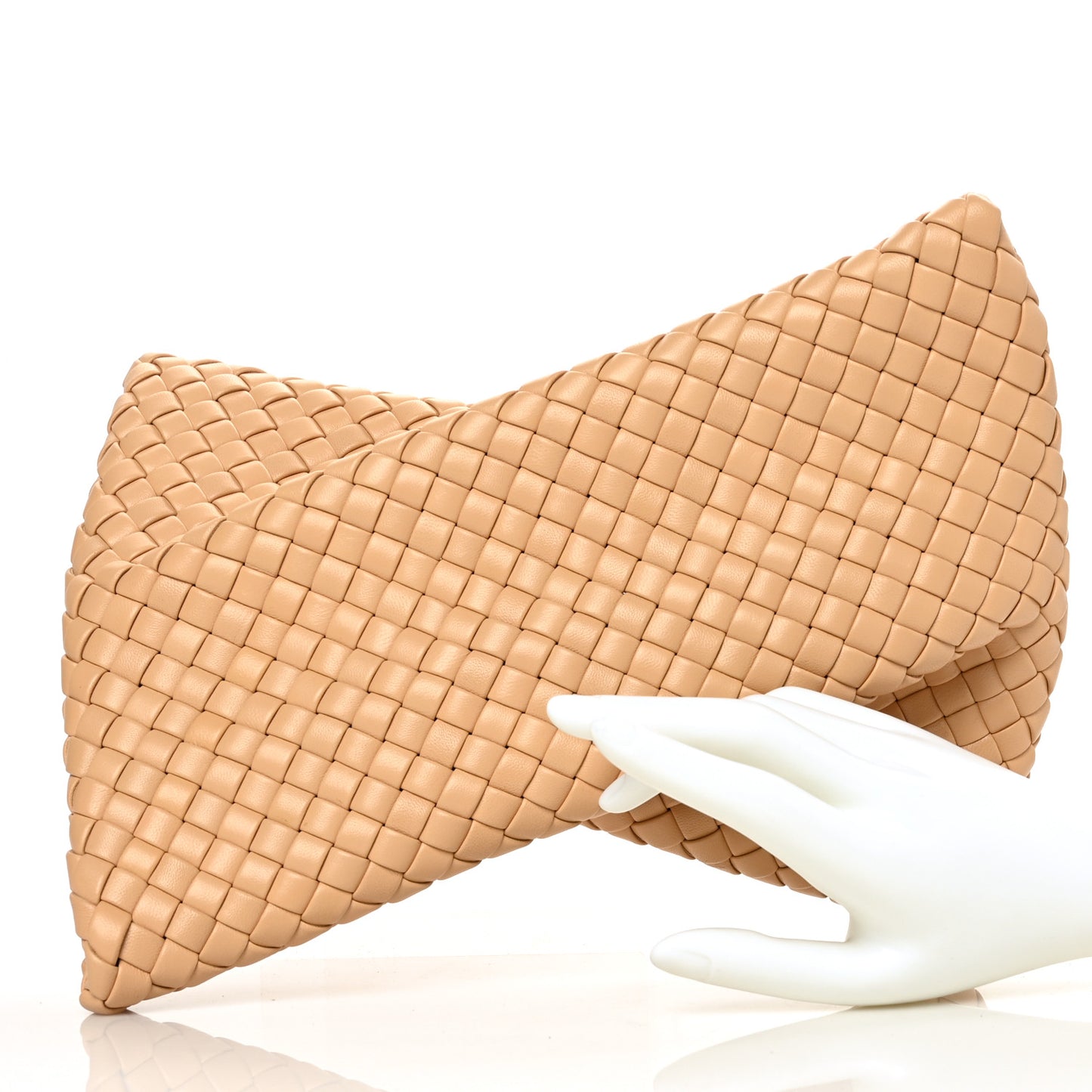Nappa Intrecciato Crisscross Clutch Porridge