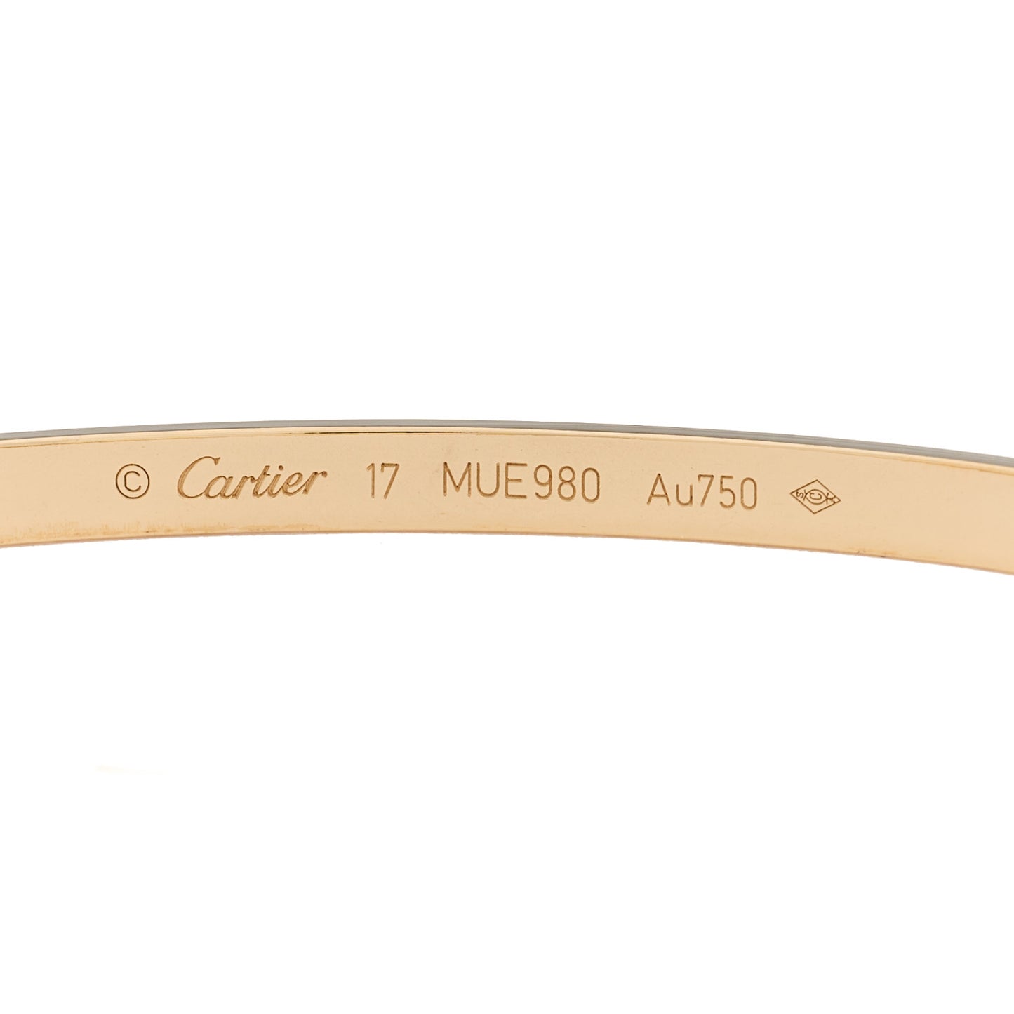 18K Yellow Gold 6 Diamond Small LOVE Bracelet 17