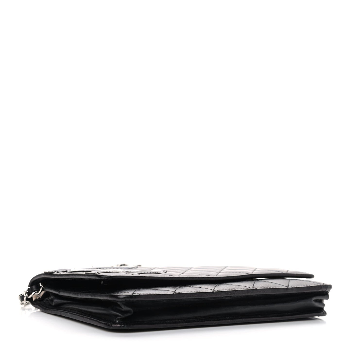 Calfskin Quilted Cambon Wallet On Chain WOC Black