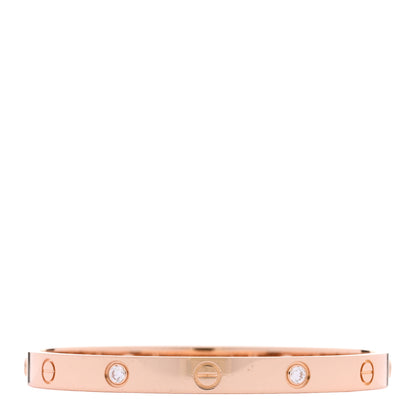 Cartier 18K Pink Gold 4 Diamond LOVE Bracelet 18 2 of 8