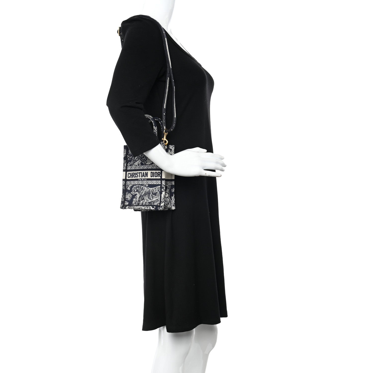 Christian Dior Canvas Toile de Jouy Reverse Embroidered Mini Book Tote Phone Bag Blue 2 of 11