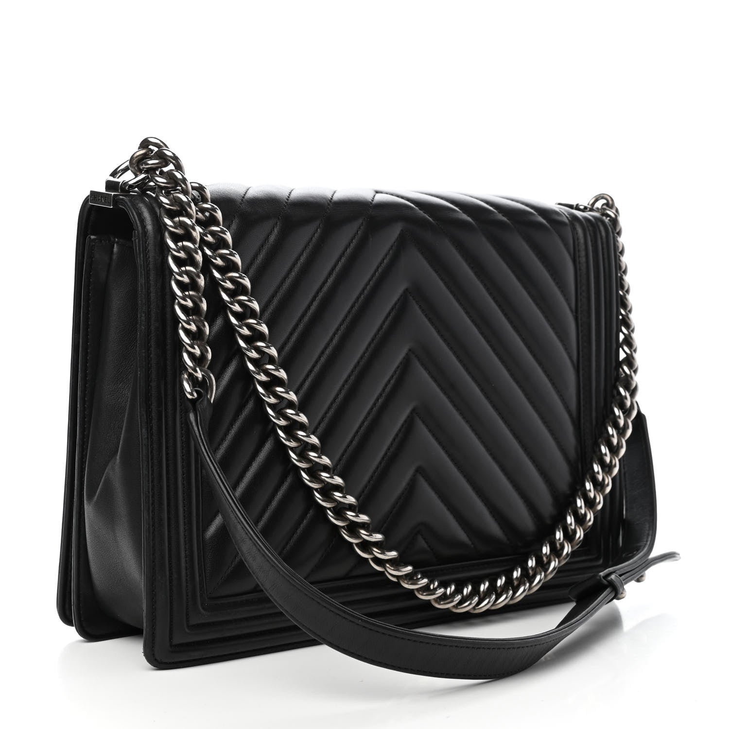 Chanel Calfskin Chevron Quilted Large Boy Flap Black 3 of 10