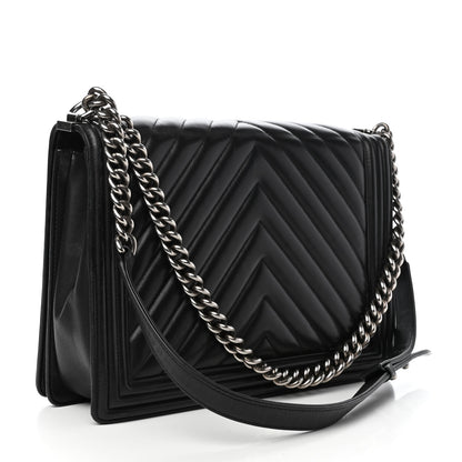 Chanel Calfskin Chevron Quilted Large Boy Flap Black 3 of 10