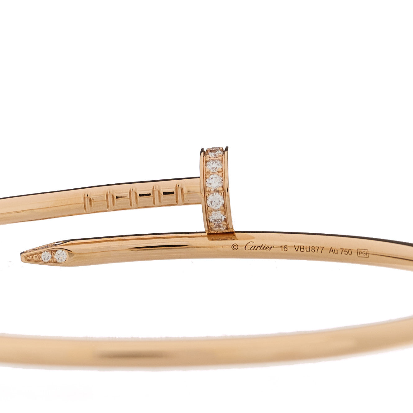 18K Pink Gold Diamond Small Juste Un Clou Bracelet 16