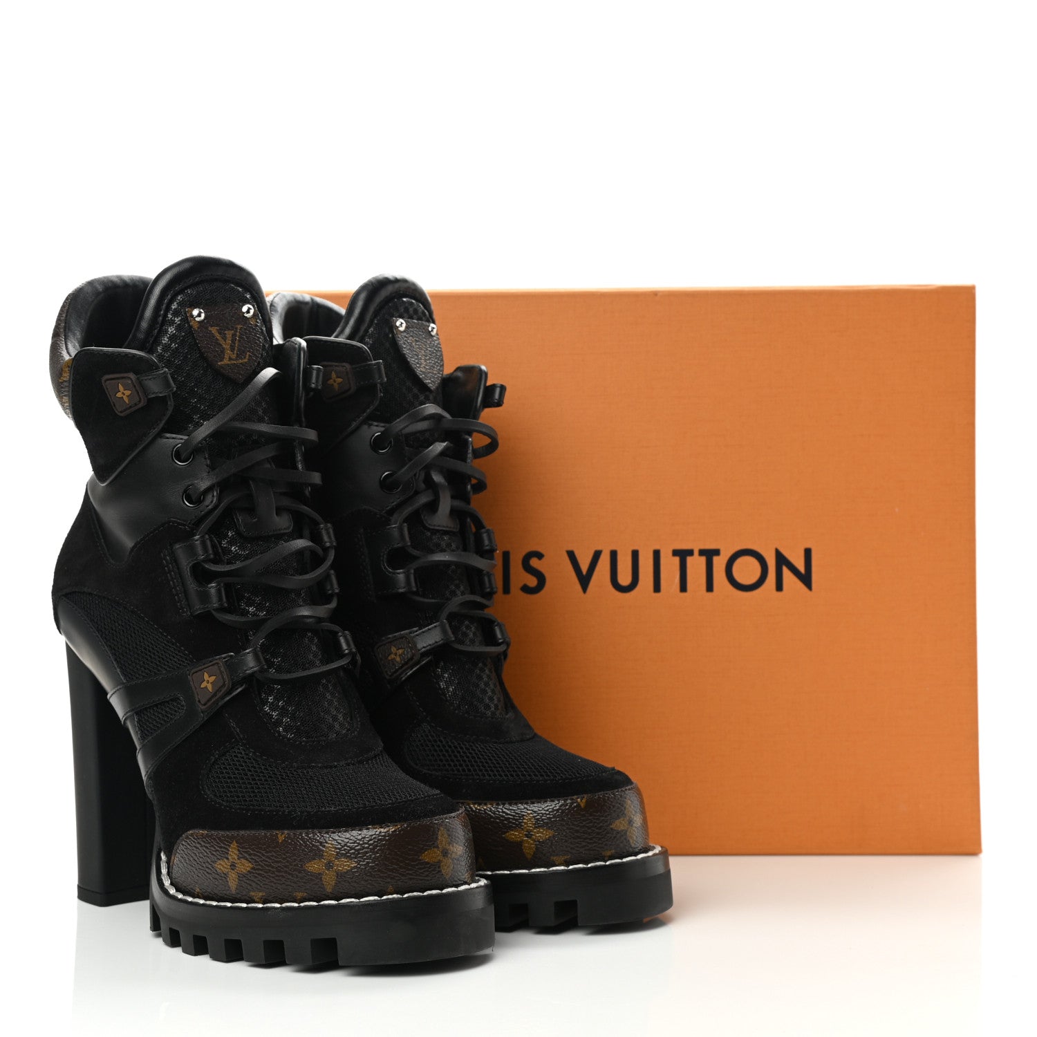 Louis Vuitton Suede Calfskin Monogram Star Trail Ankle Boots 38.5 Black 8 of 8