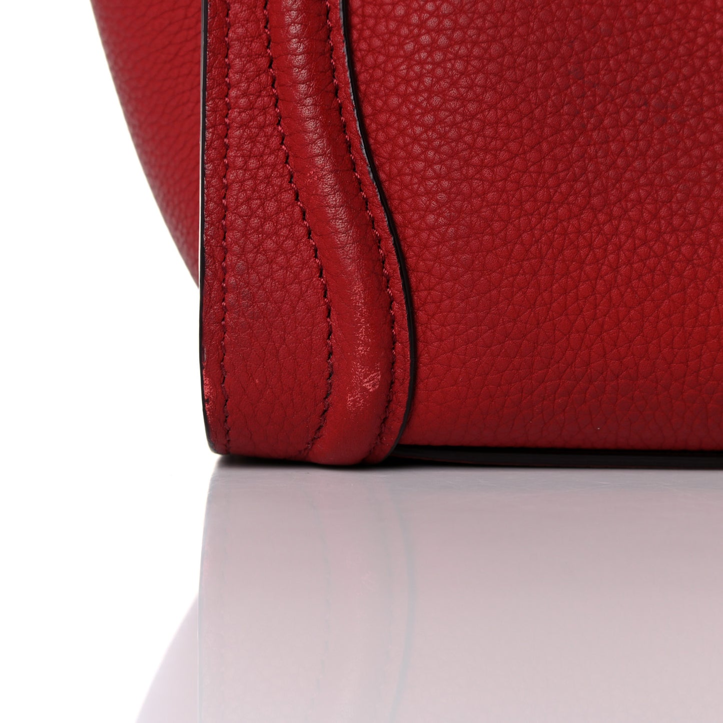 Drummed Calfskin Nano Luggage Red