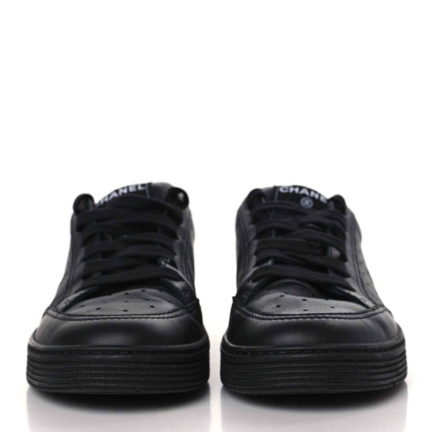 Calfskin Womens Logo Sneakers 39 Black