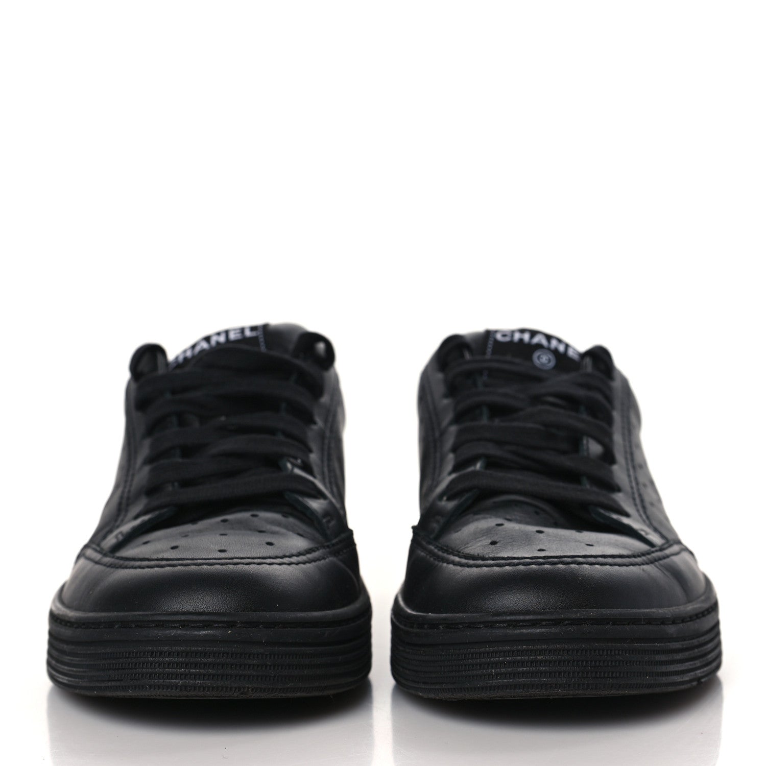 Chanel Calfskin Womens Logo Sneakers 39 Black 3 of 8