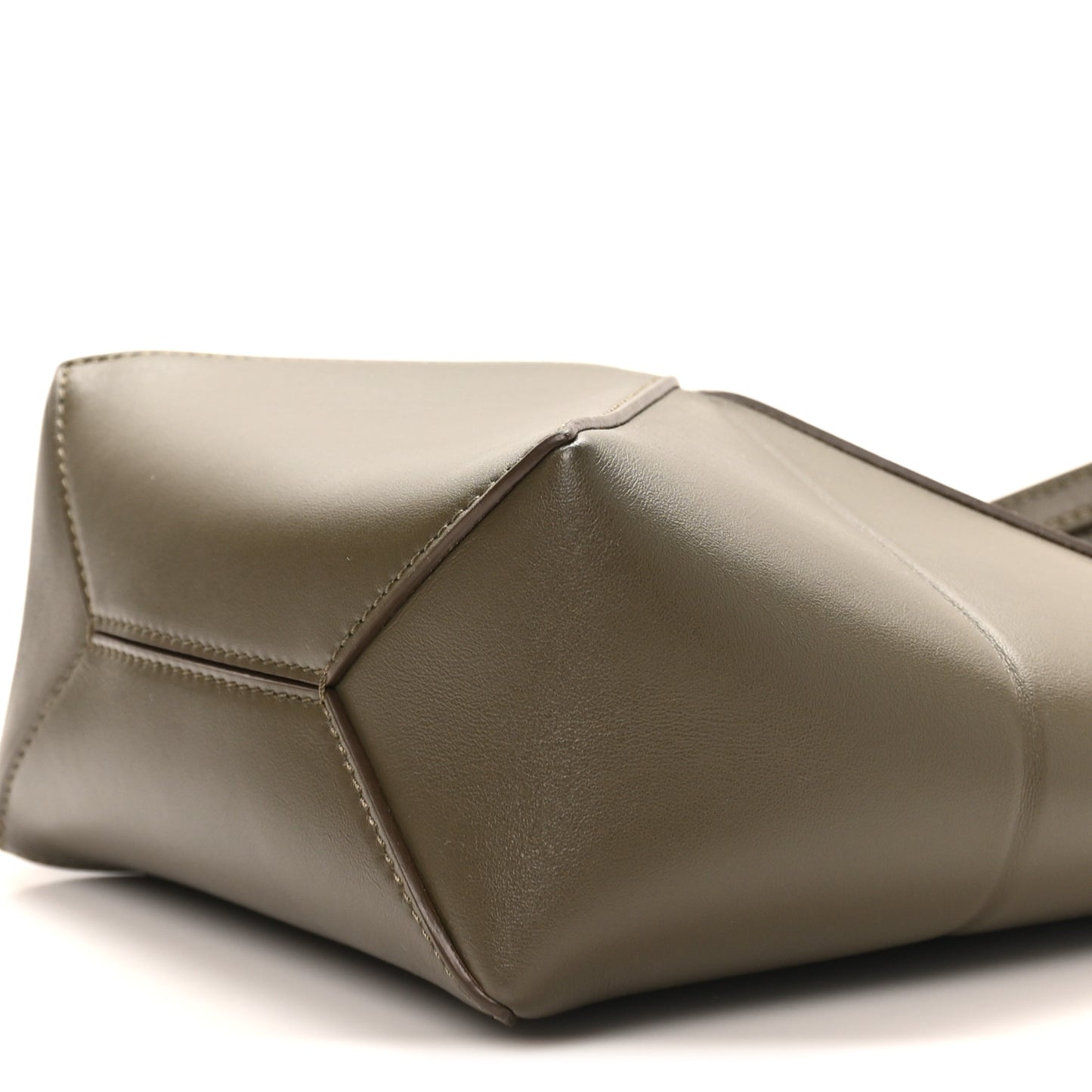 Shiny Calfskin Mini Puzzle Fold Tote Dark Khaki
