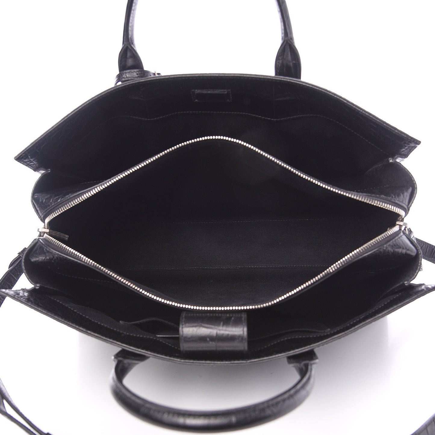 Calfskin Crocodile Embossed Large Jane Tote Bag Black