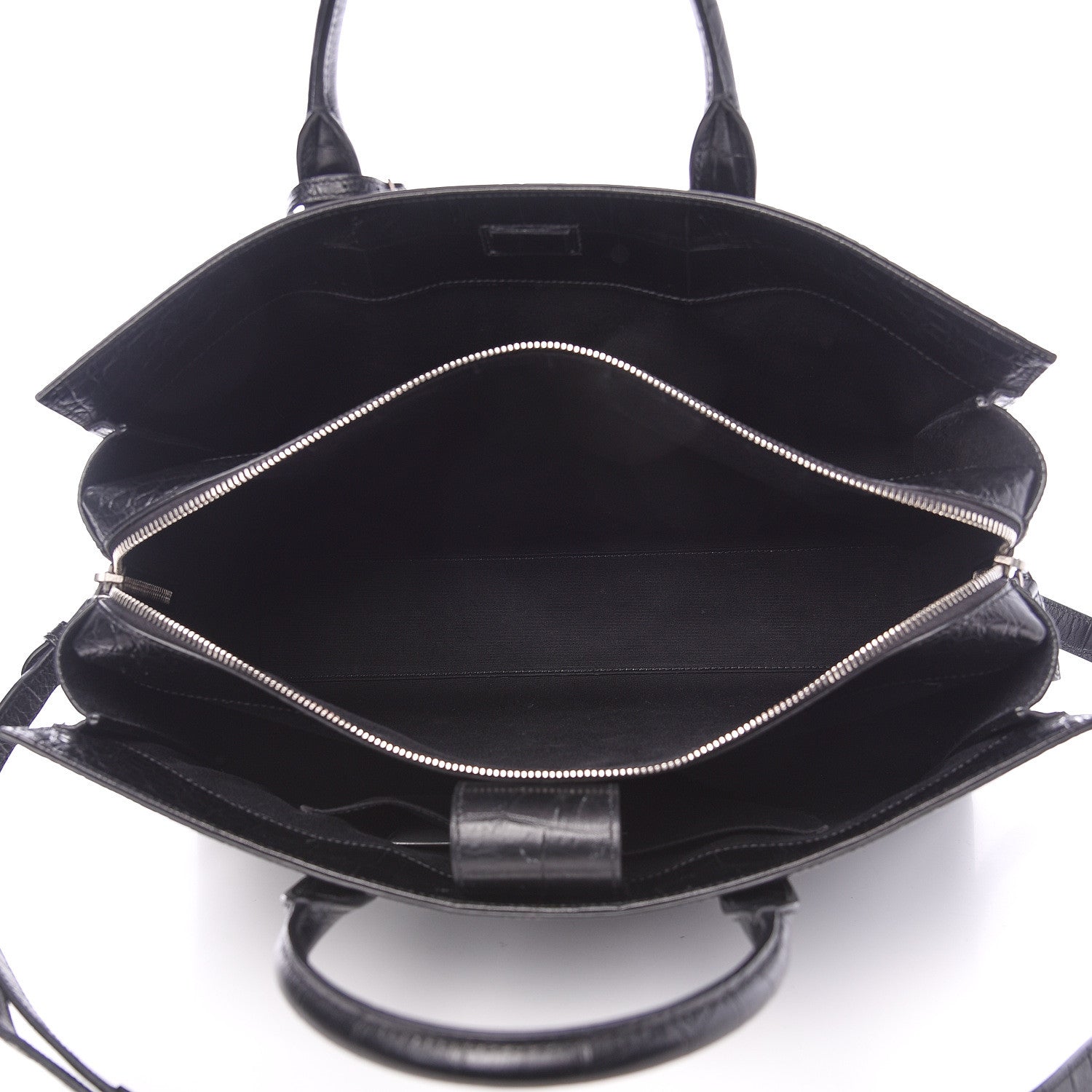Saint Laurent Calfskin Crocodile Embossed Large Jane Tote Bag Black 4 of 8