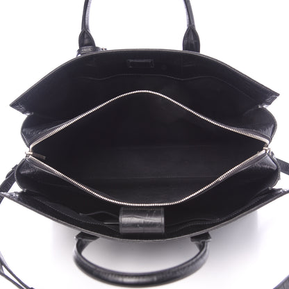 Saint Laurent Calfskin Crocodile Embossed Large Jane Tote Bag Black 4 of 8
