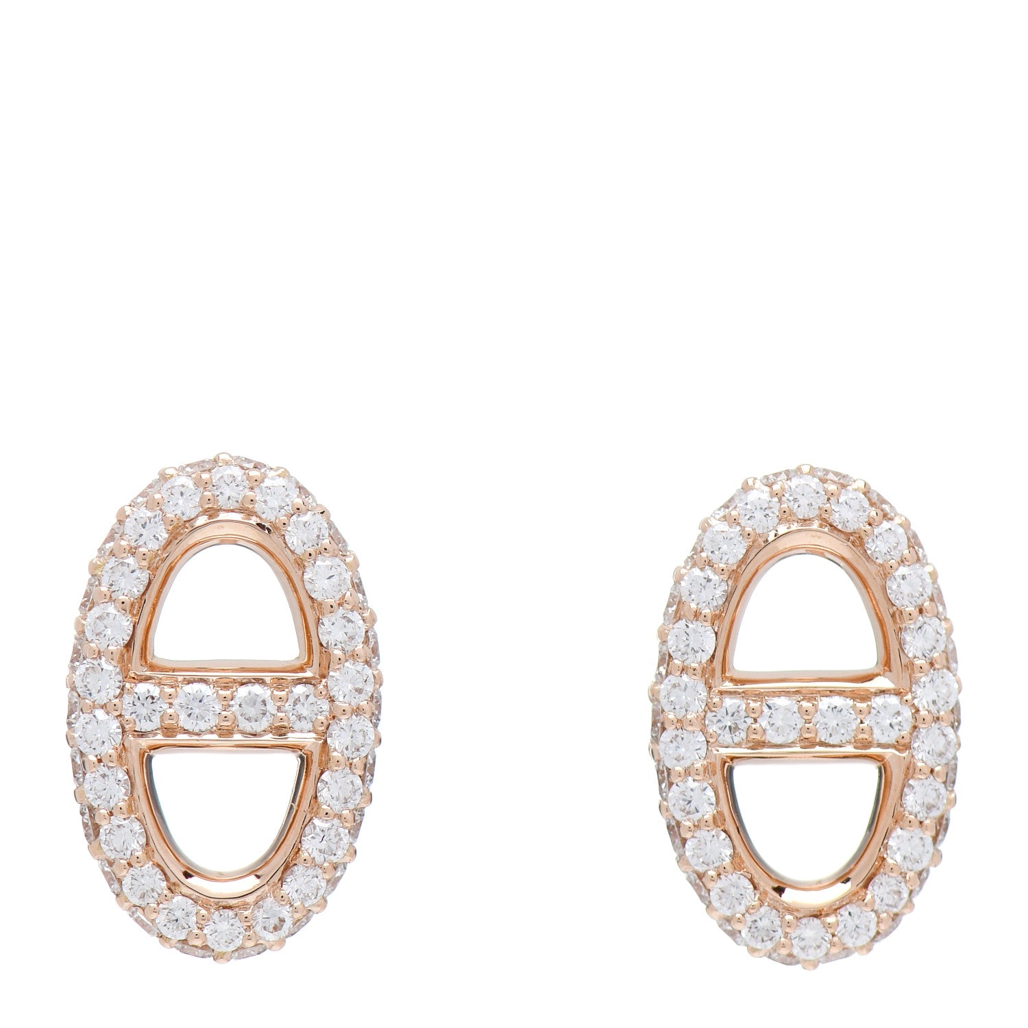 Hermes 18K Rose Gold Diamond New Farandole Earrings 1 of 4
