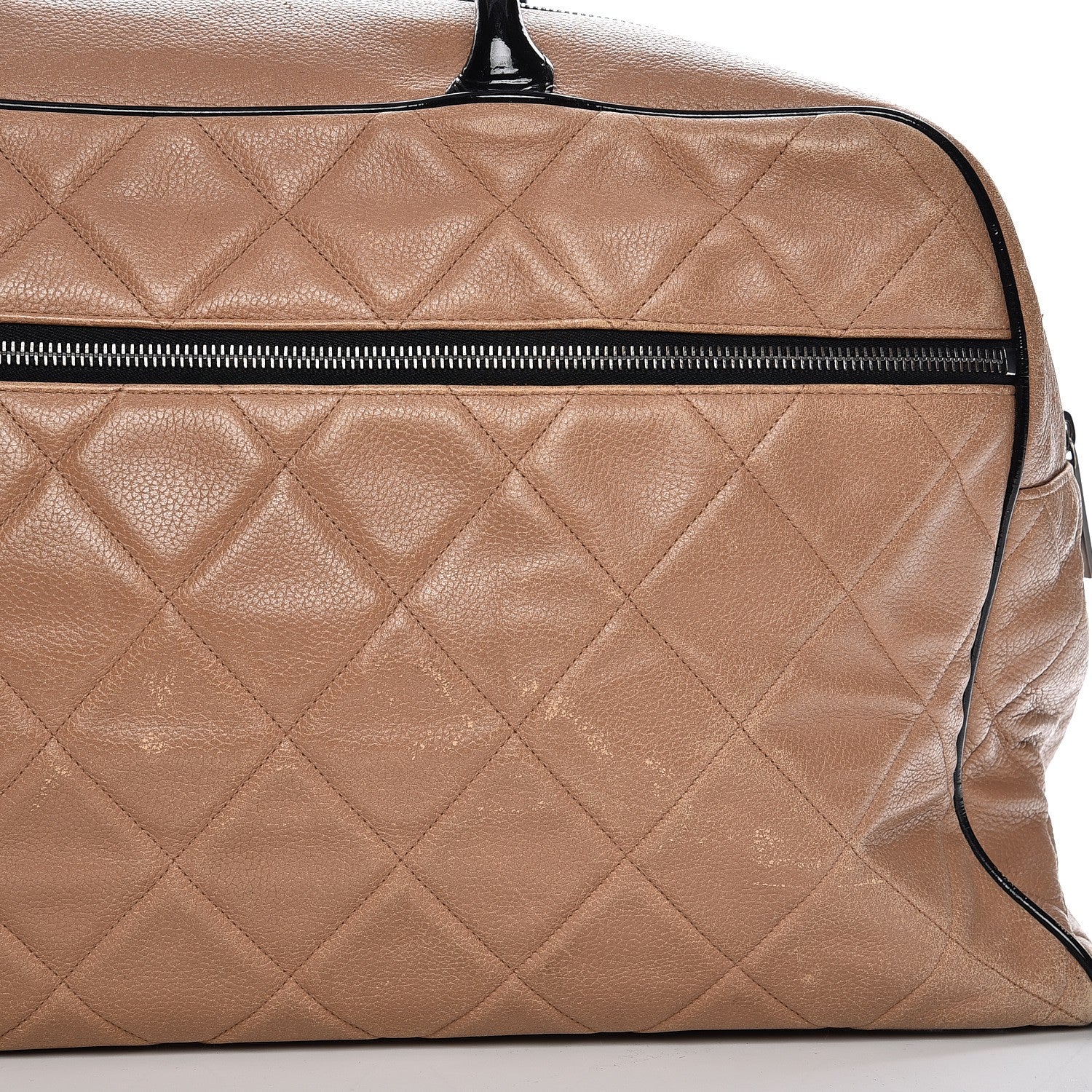 Chanel Caviar Patent Quilted Large Bowler Bag Beige Black 9 of 27