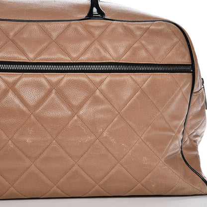 Chanel Caviar Patent Quilted Large Bowler Bag Beige Black 9 of 27