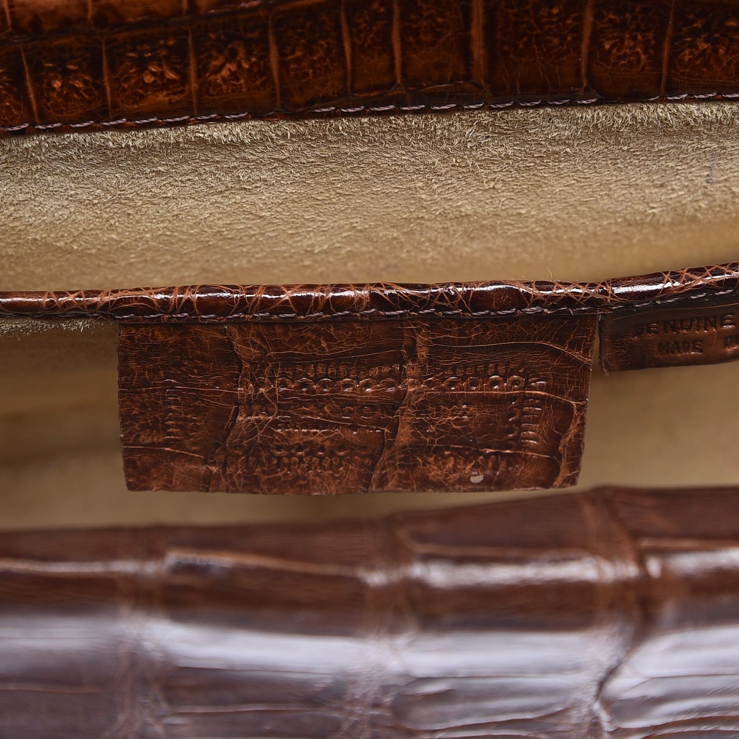 Crocodile Crossbody Clutch Cognac