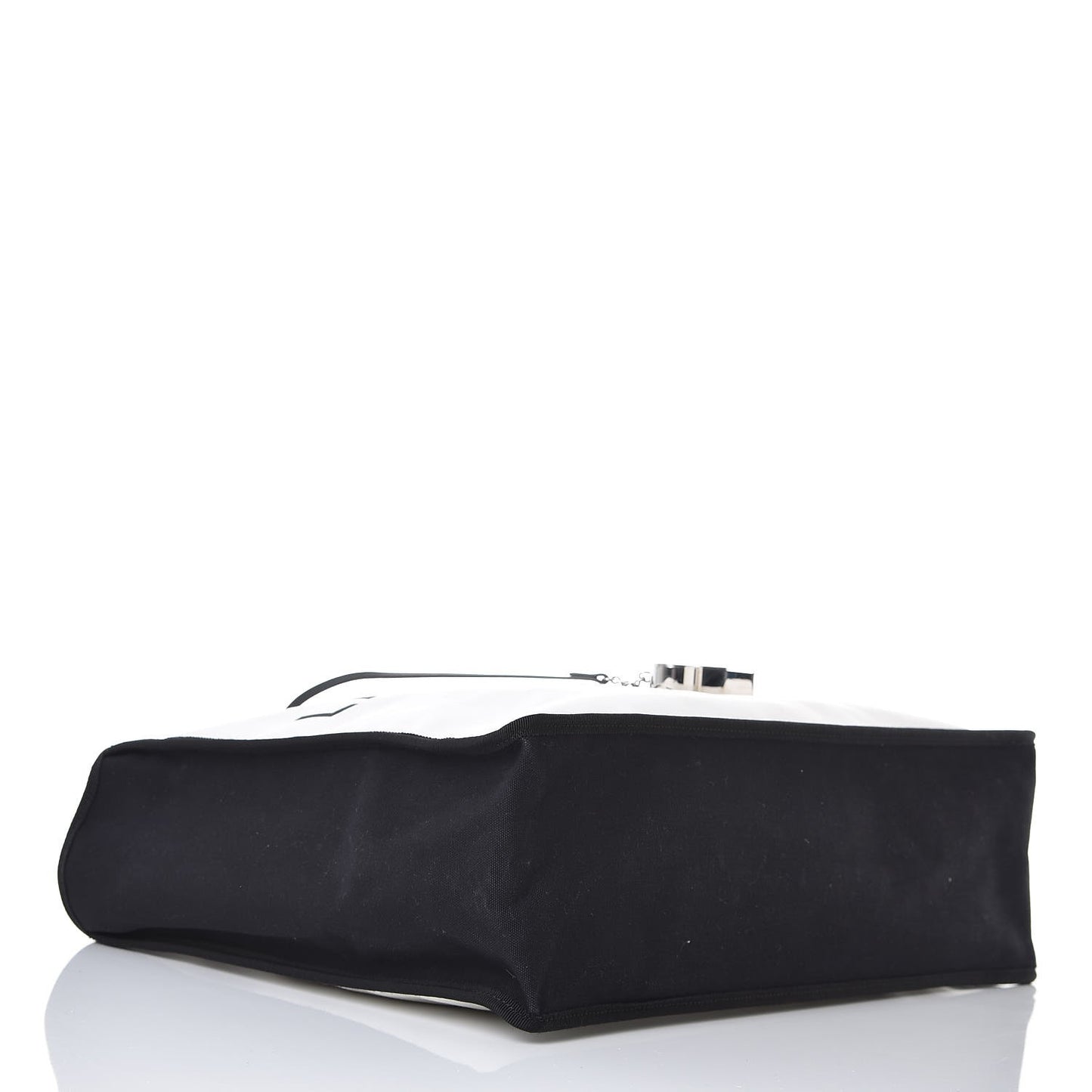 Canvas Calfskin Large Let's Demonstrate Tote White Black