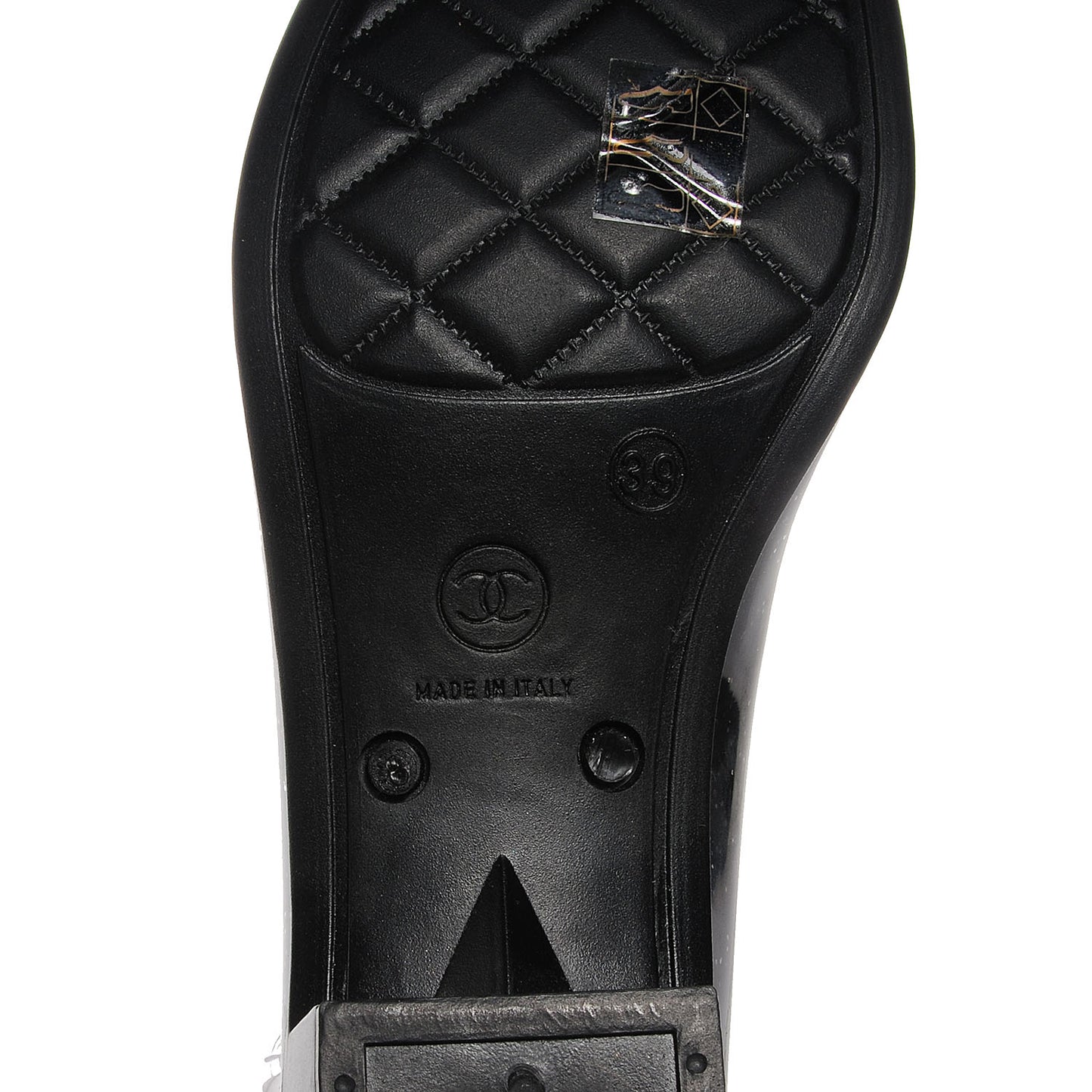 Rubber Glitter Camellia Rain Boots 39 Black