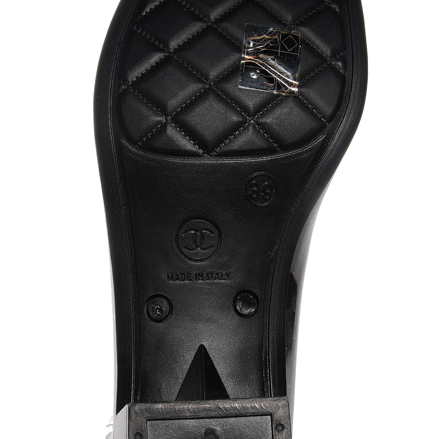 Chanel Rubber Glitter Camellia Rain Boots 39 Black 6 of 7