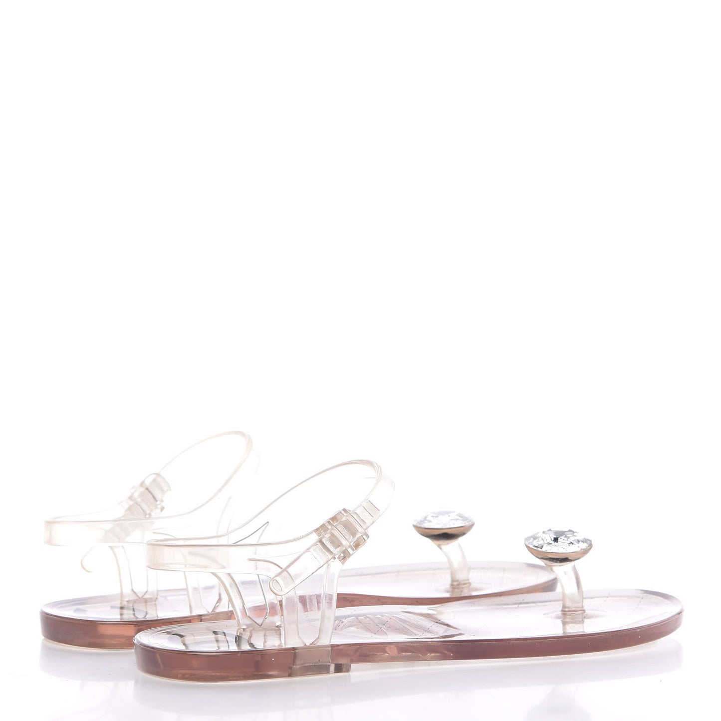 Jelly Crystal CC Thong Sandals 36 Clear
