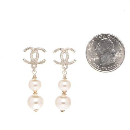 Chanel Pearl CC Drop Earrings Gold 2 of 5