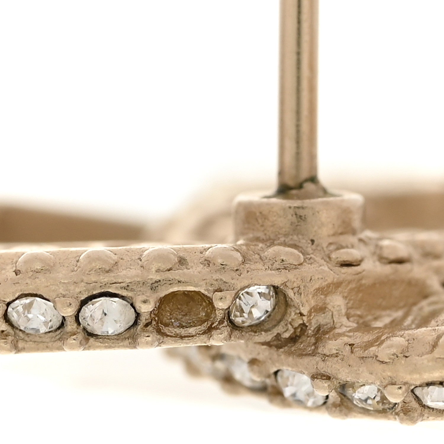Chanel Crystal Timeless CC Earrings Light Gold 5 of 6