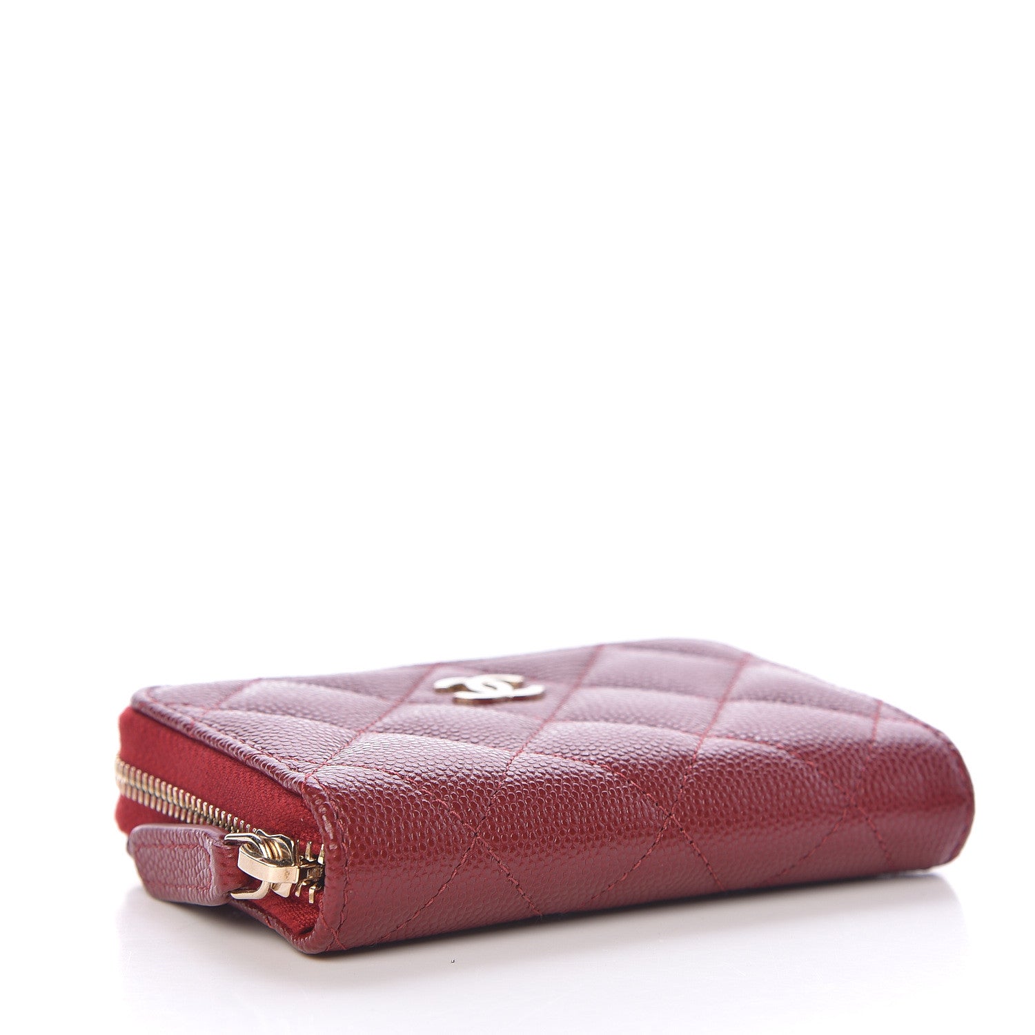 Chanel Caviar Quilted Zip Coin Purse Red 4 of 8