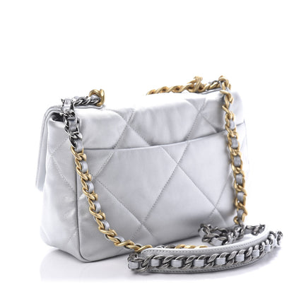 Chanel Metallic Goatskin Quilted Medium 19 Flap Silver 3 of 11