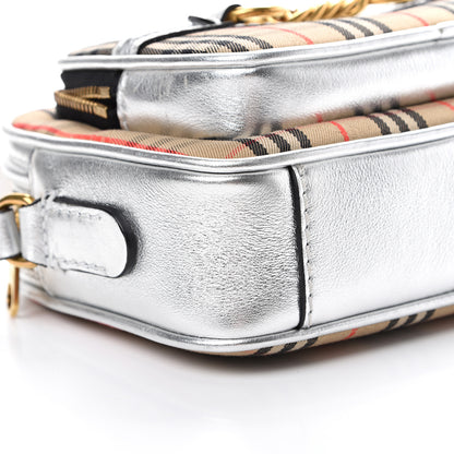 Burberry Smooth Calfskin 1983 Knight Check Link Camera Bag Silver 8 of 12