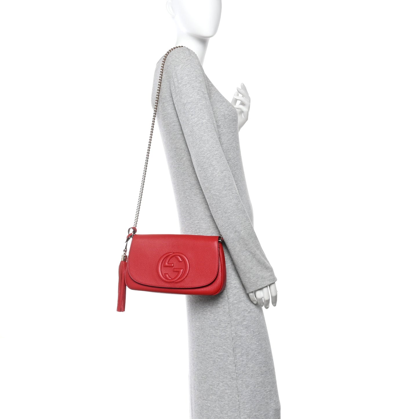 Pebbled Calfskin Medium Soho Flap Crossbody Vibrant Red Vibrant Red