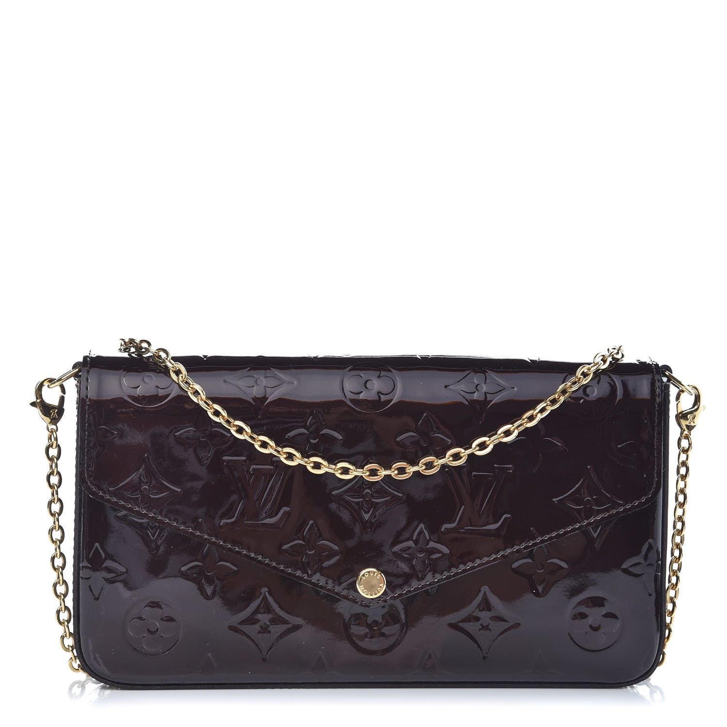 Louis Vuitton Vernis Pochette Felicie Chain Wallet Amarante 1 of 9