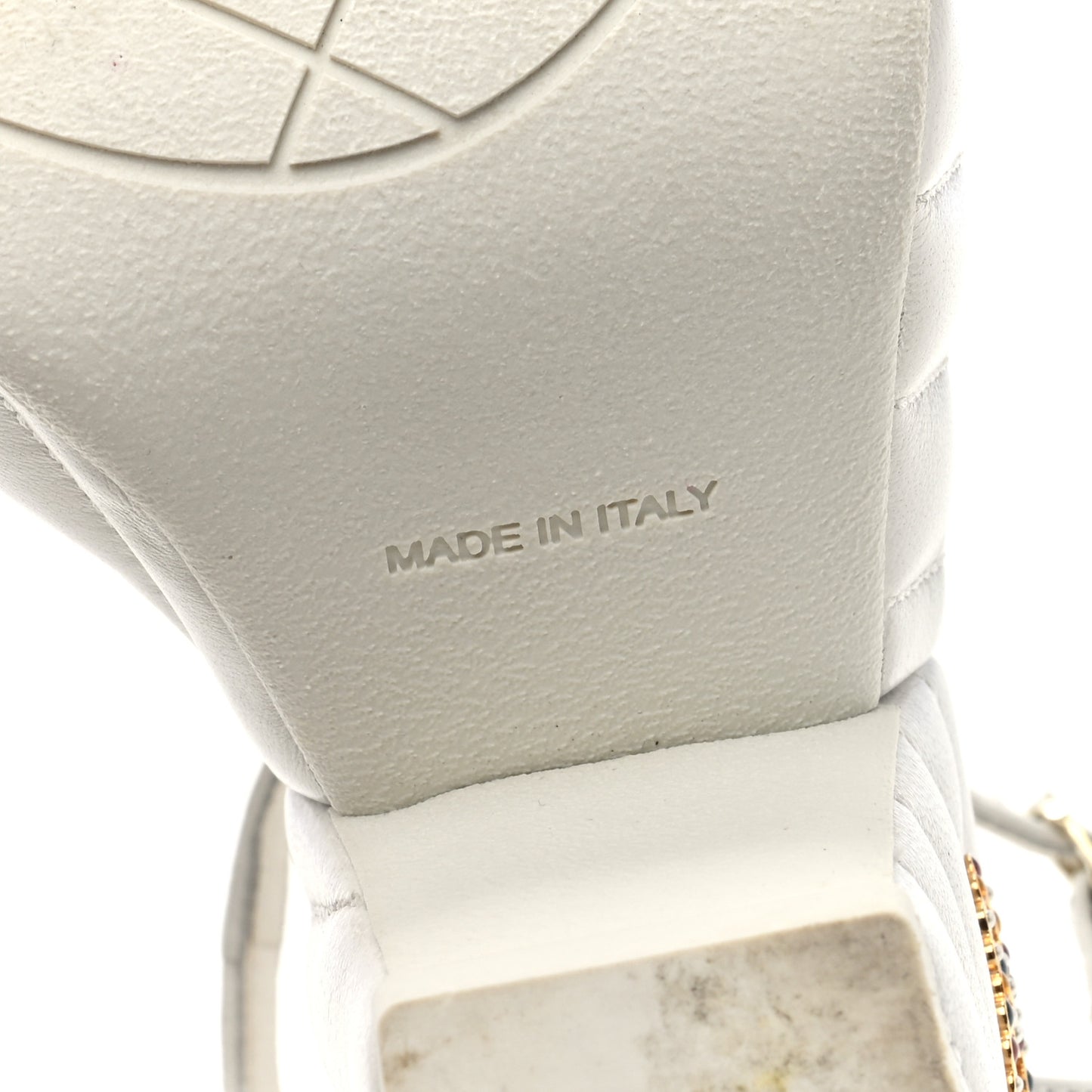 Shiny Lambskin Quilted Platform Sandals 39.5 White
