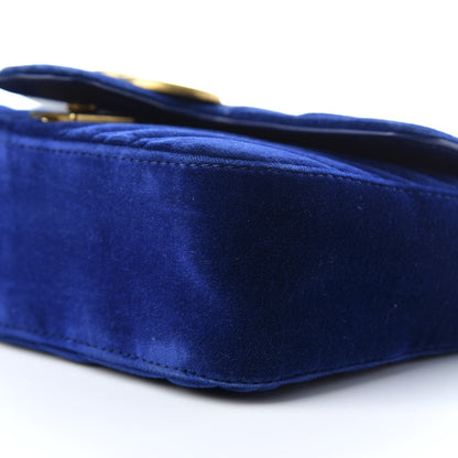 Gucci Velvet Matelasse Mini GG Marmont Shoulder Bag Cobalt Blue 9 of 10