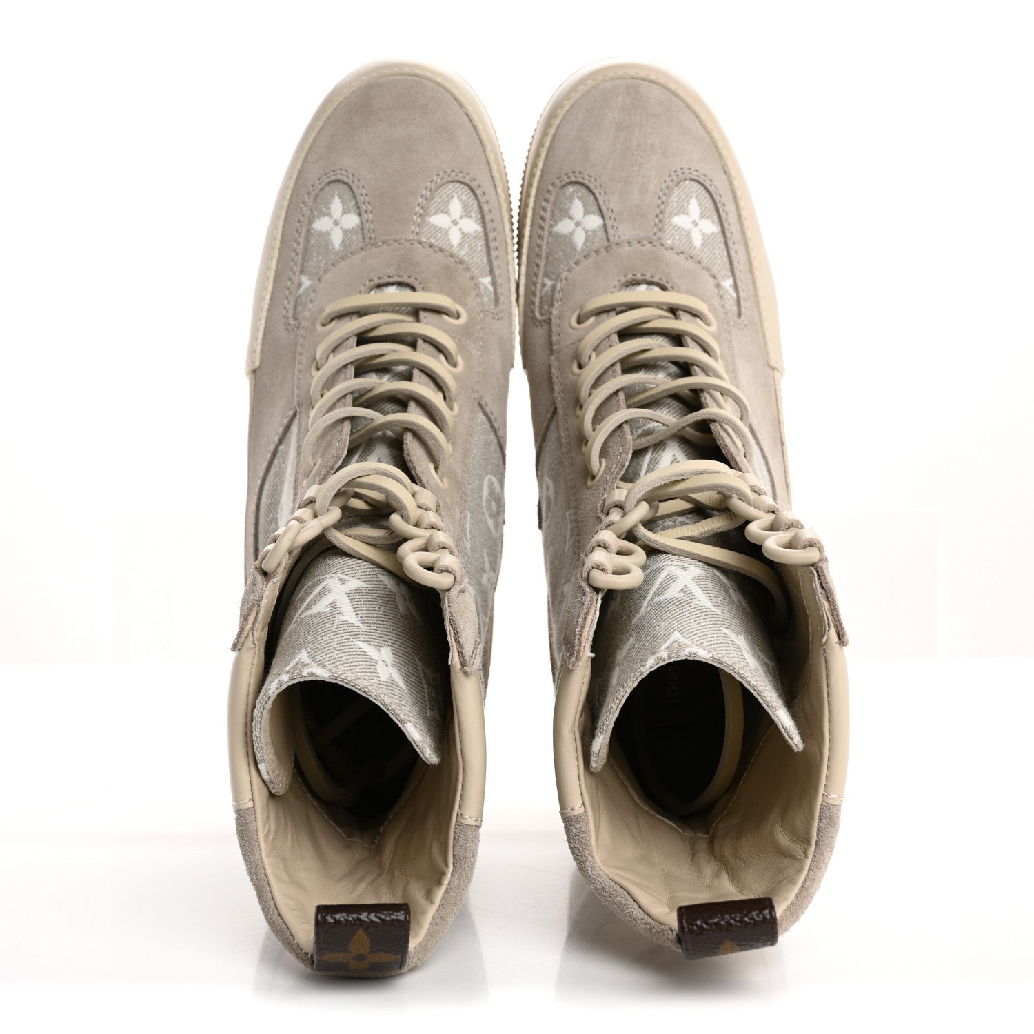 Louis Vuitton Suede Calfskin Laureate Platform Desert Boots 38 Taupe 2 of 9