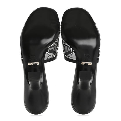 Gucci Tela Retino Kid Scamosciato Crystal GG Monogram Square Demi Mule Sandals 35.5 Black 6 of 9