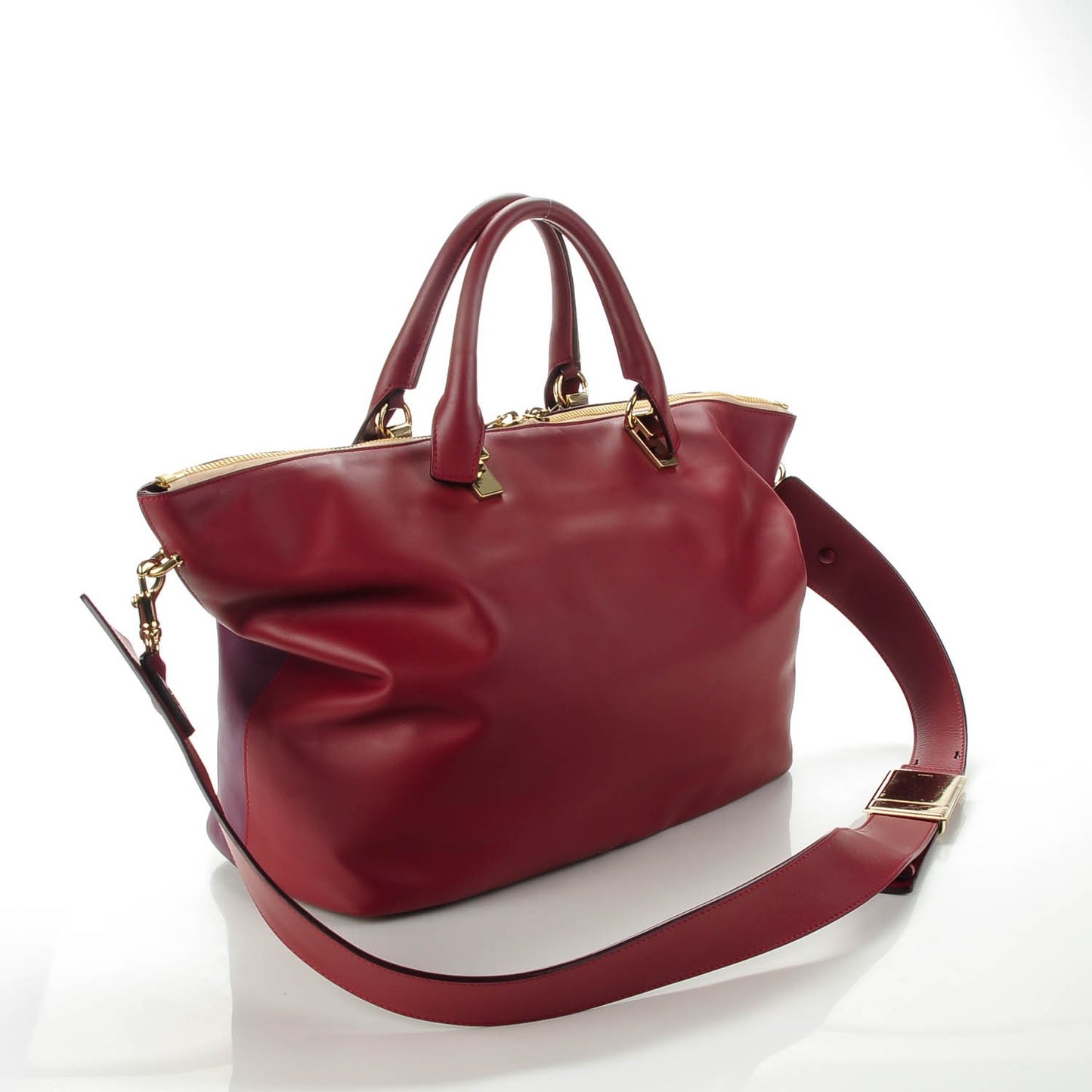 Smooth Calfskin Large Baylee Tote Crimson Fig