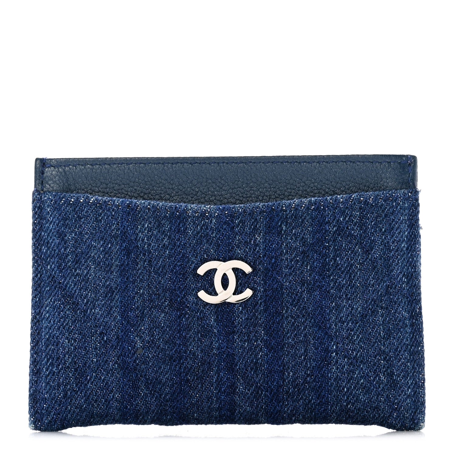 Chanel Denim Goatskin Quilted Card Holder Blue 1 of 8