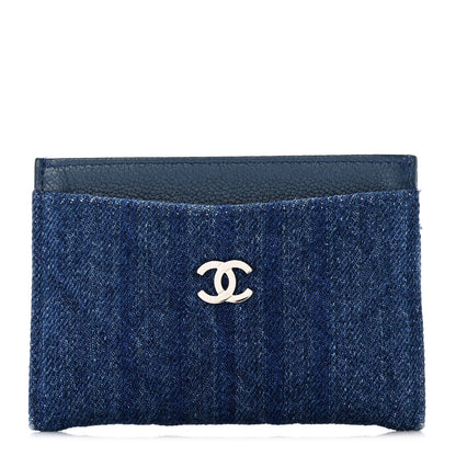 Chanel Denim Goatskin Quilted Card Holder Blue 1 of 8