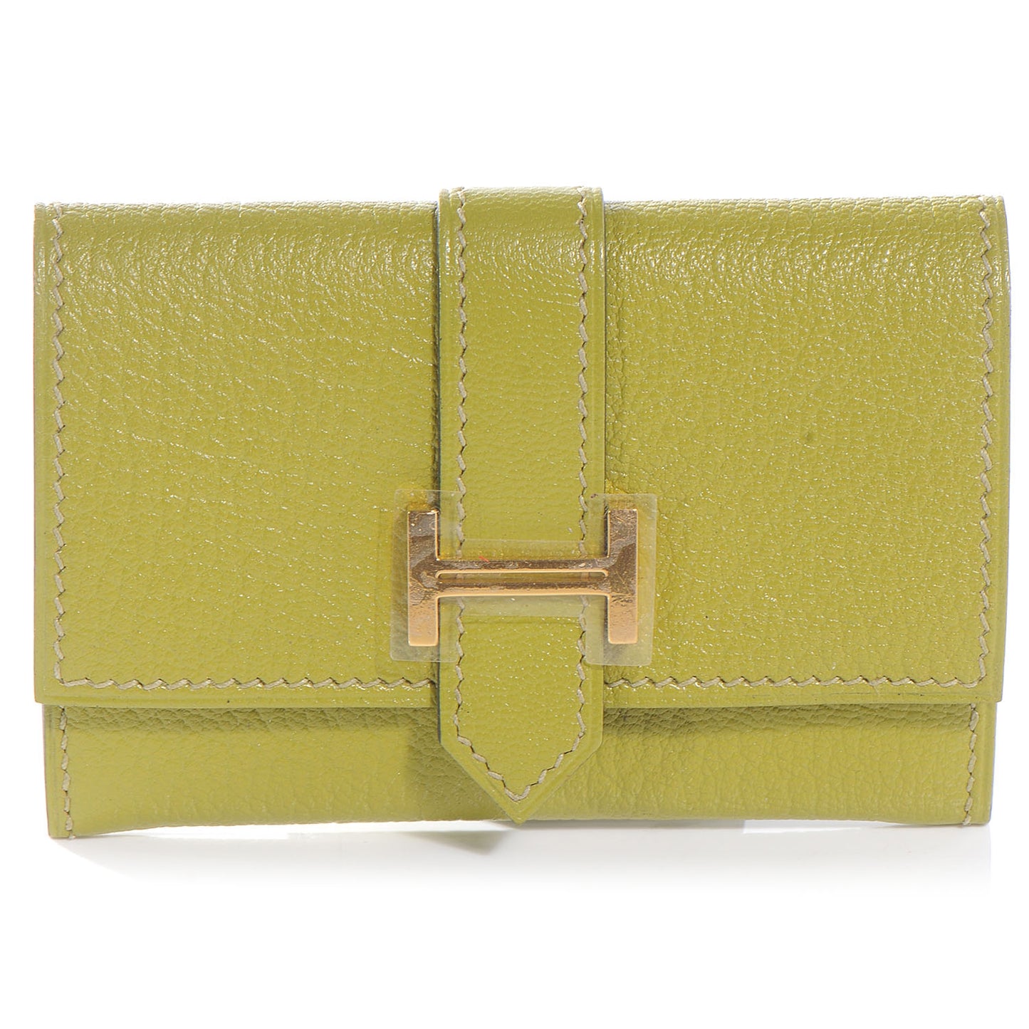 Chevre Bearn Card Case Wallet Vert Anis