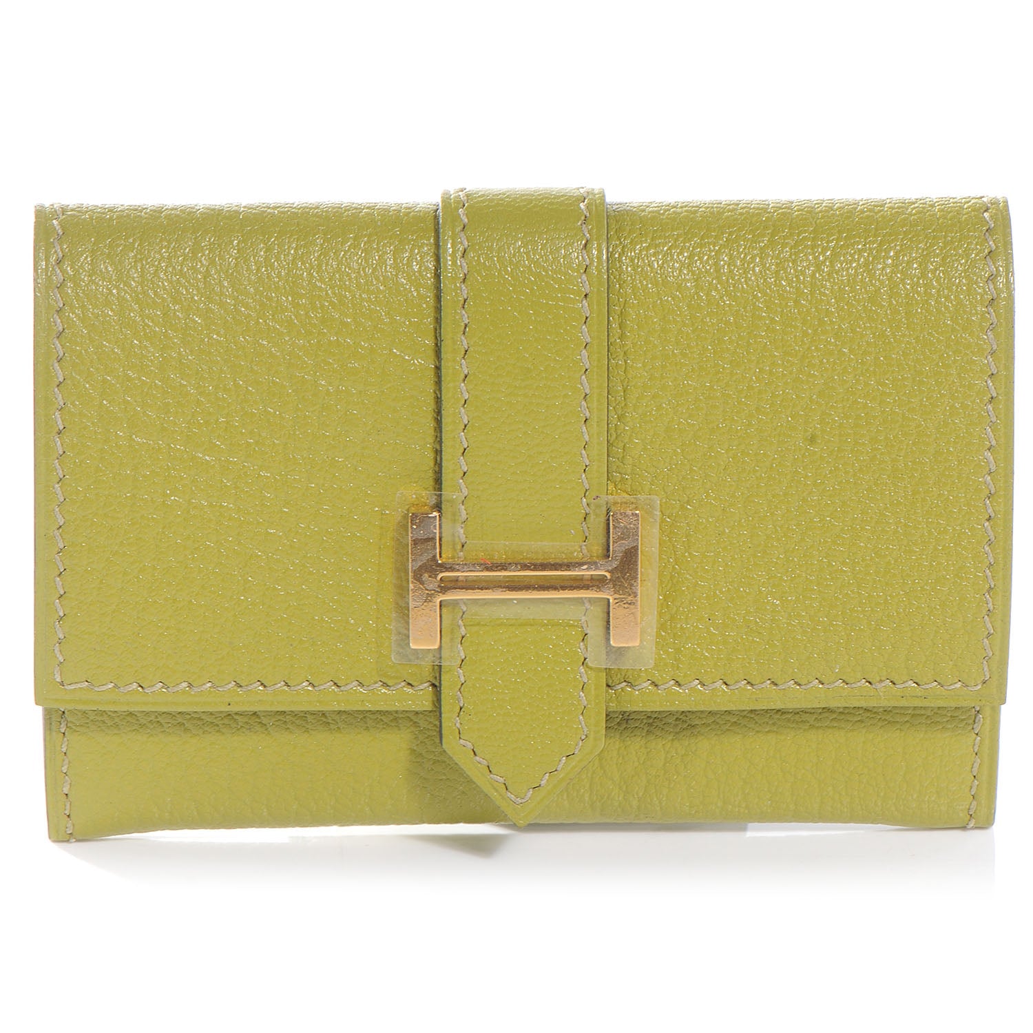 Hermes Chevre Bearn Card Case Wallet Vert Anis 1 of 9