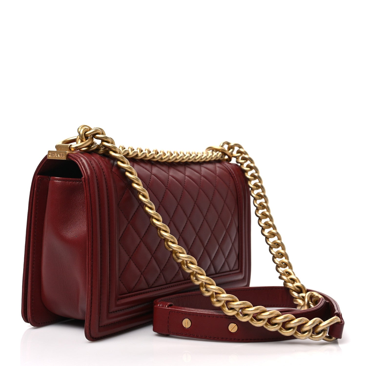 Chanel Lambskin Quilted Medium Boy Flap Burgundy 2 of 7