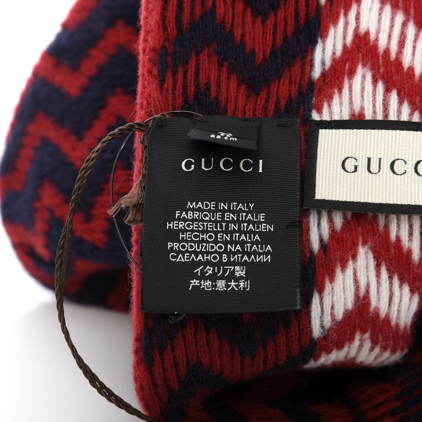 Wool Tricot Zaggede Beanie Hat M Red Blue