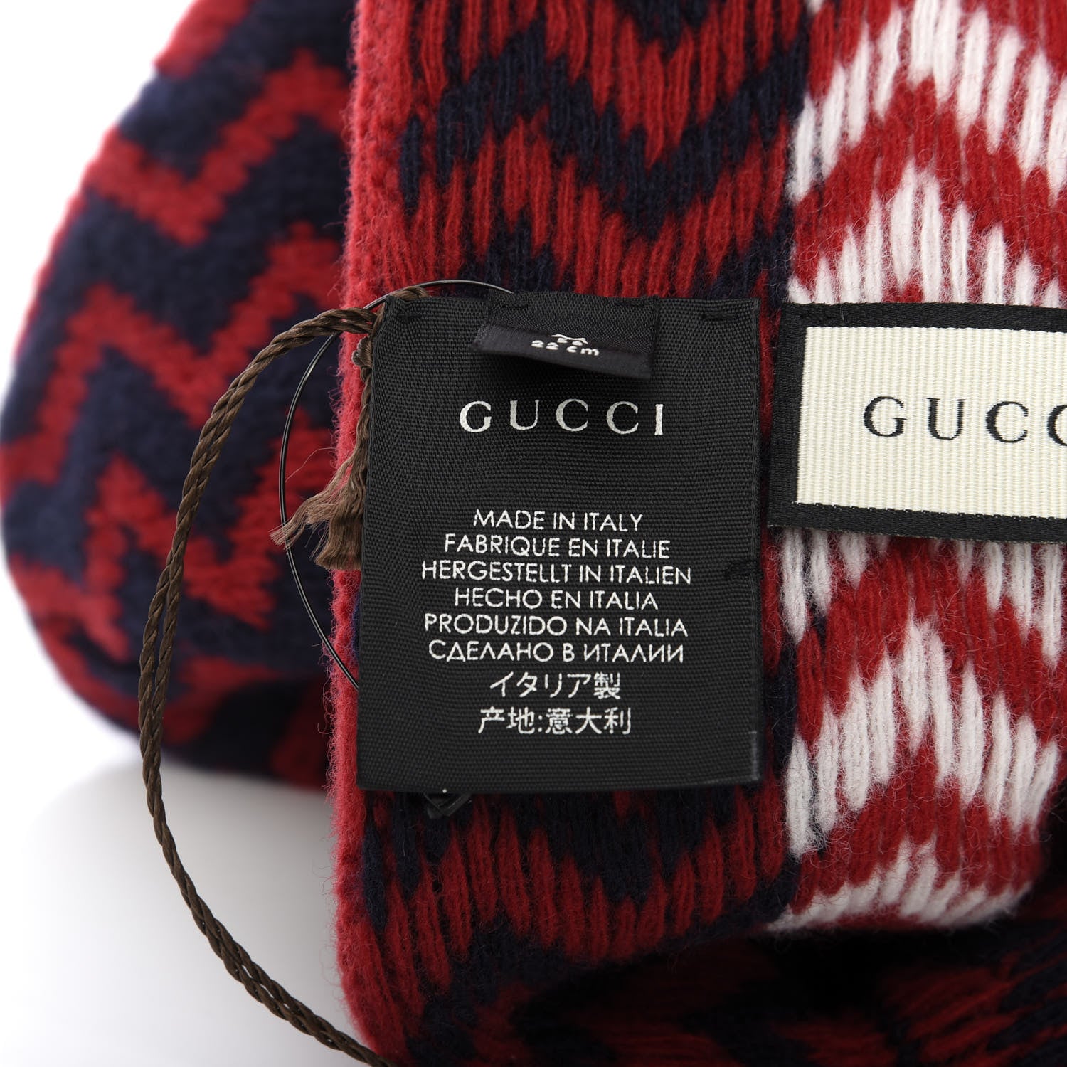 Gucci Wool Tricot Zaggede Beanie Hat M Red Blue 4 of 4